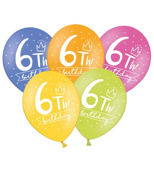 Luftballon-Set "6th Birthday" - bunt - 50 Stück