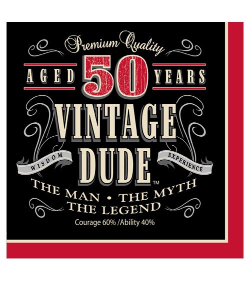Servietten "Vintage Dude - 50. Geburtstag" - 16 Stück