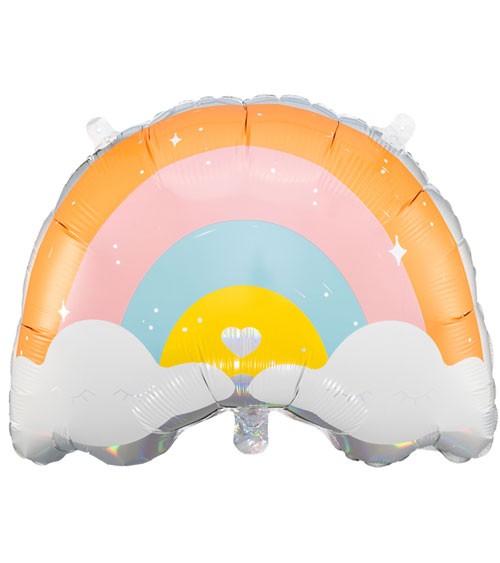 SuperShape-Folienballon "Regenbogen mit Wolken" - pastell - 55 x 40 cm