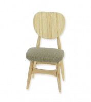 Holzstuhl mit grauem Sitz - 1:12 - Esche natur - 4 x 8 x 3,5 cm