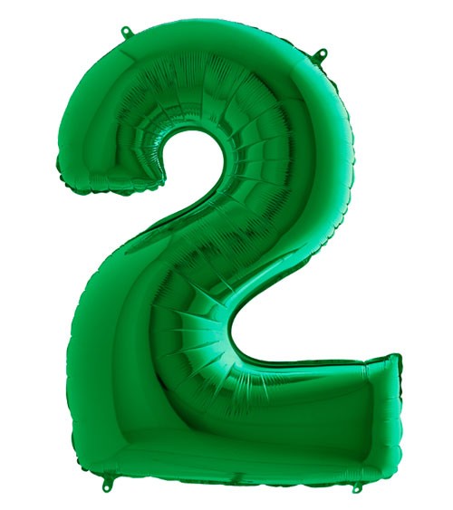 Folienballon Zahl "2" - metallic green - 102 cm