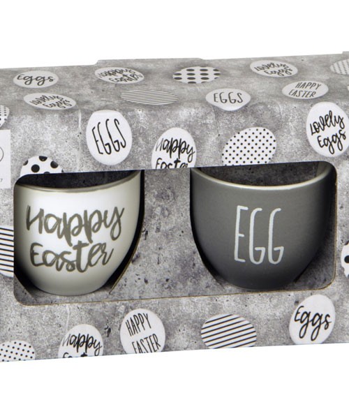 Eierbecher aus Porzellan "Happy Easter" - 2 Stück