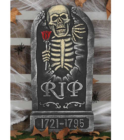 "RIP" Grabstein mit Skelett - 32 x 65 cm