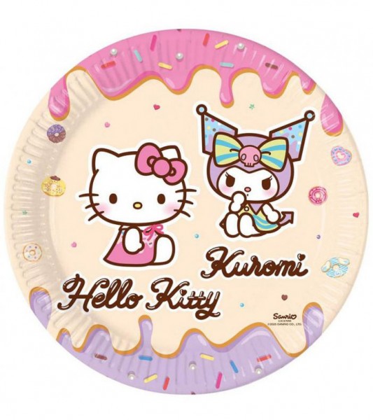 Pappteller "Kuromi und Hello Kitty" - 8 Stück