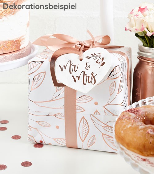 Geschenkverpackungs-Set "Mr & Mrs" - rosegold - 9-teilig