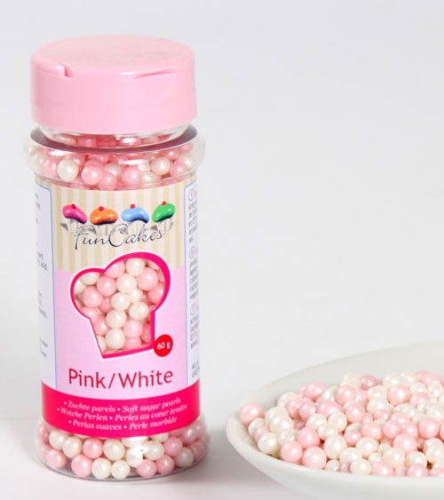 FunCakes Zuckerperlen - rosa/weiß - 60g