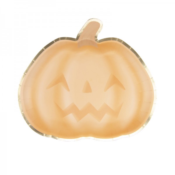 Shape-Pappteller "Halloween-Kürbis" - 8 Stück