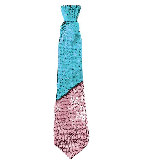 Krawatte mit Wende-Pailletten - rosa & blau