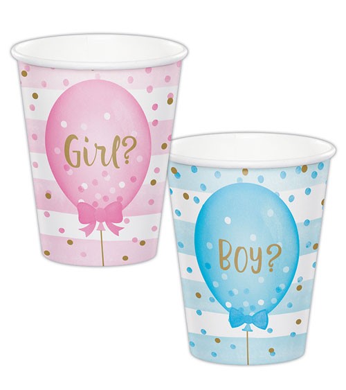 Pappbecher "Girl or Boy?" - 8 Stück