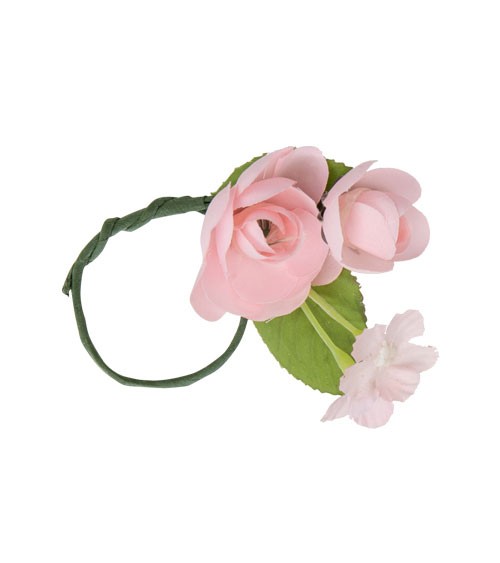 Serviettenring mit Blüten - rosa - 5 cm - 4 Stück
