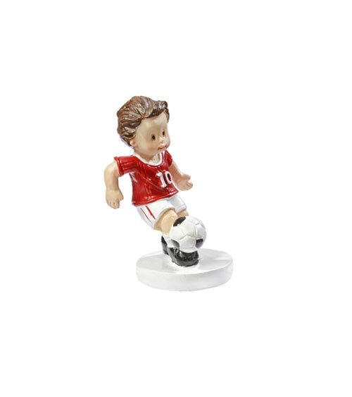 Deko-Figur "Fußballer" - rot/weiss - 5 cm