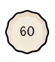 Kleine Pappteller "Hello 60" - creme & schwarz - 6 Stück