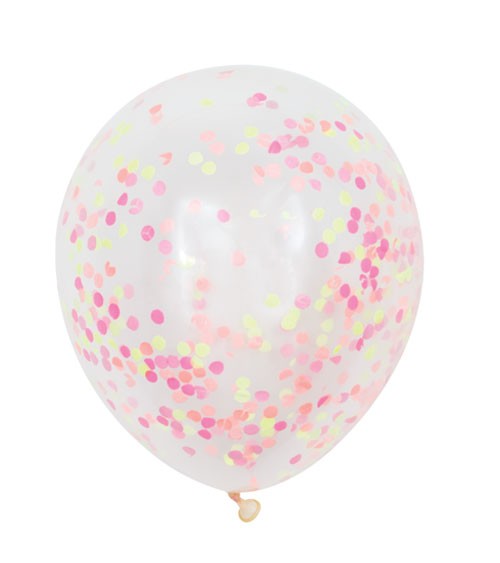 Konfetti-Ballons - neon - 30 cm - 6 Stück