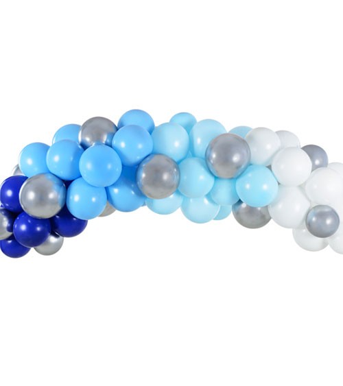 DIY Ballongirlande - blau, silber & weiß - 60-teilig