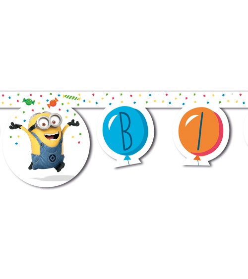 Happy Birthday-Girlande "Minions Balloons Party" - 2 m