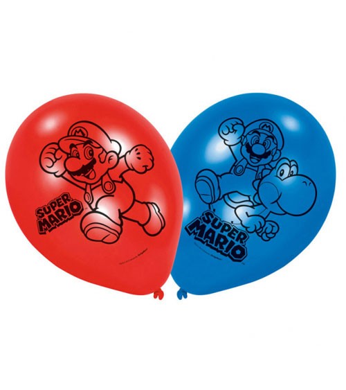 Luftballon-Set "Nintendo Super Mario" - rot/blau - 6 Stück