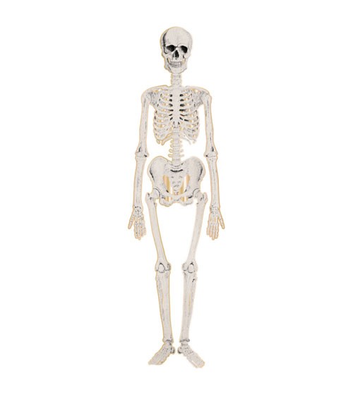 Deko-Skelett aus Pappe mit goldenem Rand - 135 cm