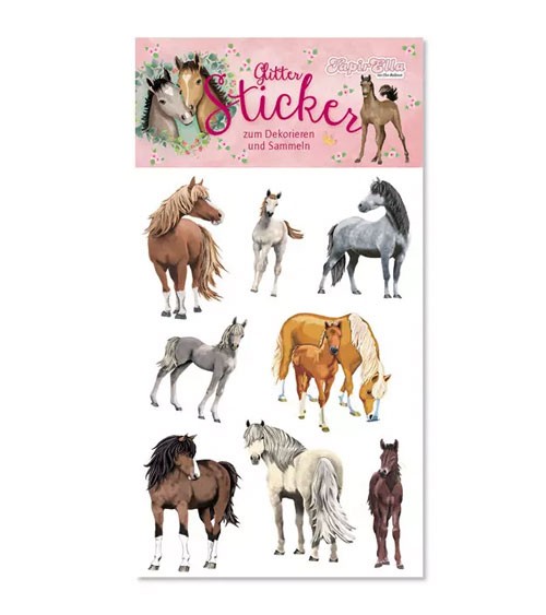 Glitter-Sticker "Pferde" - 1 Bogen