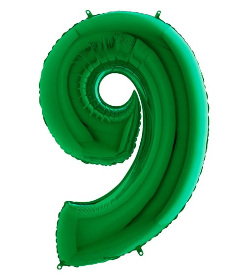 Folienballon Zahl "9" - metallic green - 102 cm