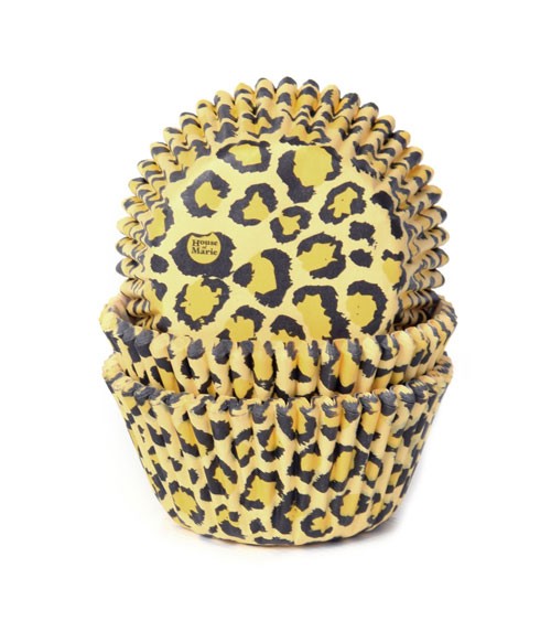 Papierförmchen "Leopard-Muster" - gelb - 50 Stück