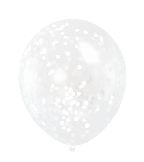 Konfetti-Ballons - weiß - 30 cm - 6 Stück