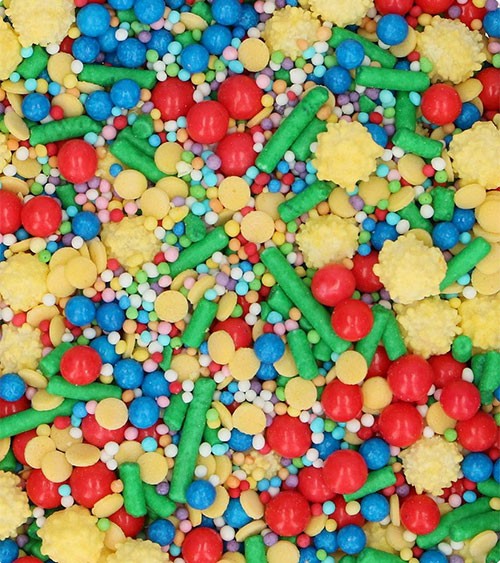 FunCakes Streusel-Mix - grün, rot, blau, gelb - 65 g