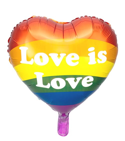 Herz-Folienballon "Love is Love" - Regenbogen - 35 cm