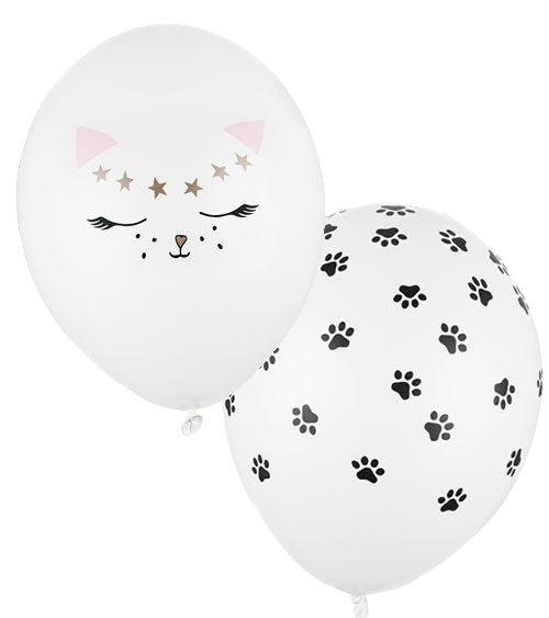 Luftballon-Set "Katze" - weiß - 50 Stück