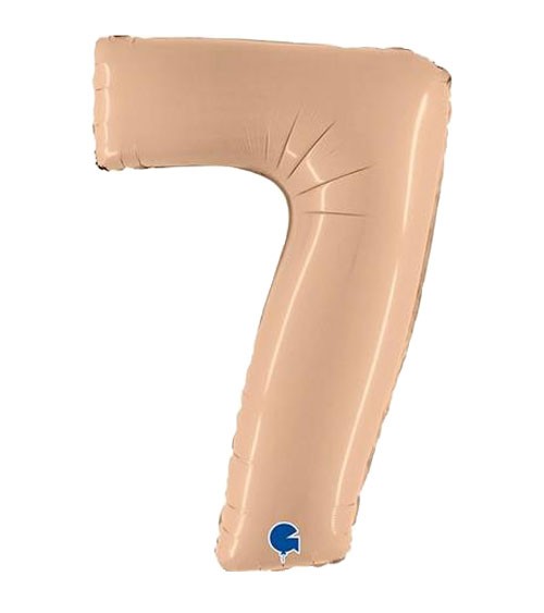 Folienballon Zahl "7" - satin nude - 102 cm