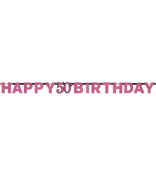 Happy Birthday-Girlande "Sparkling Pink" - 50. Geburtstag