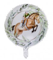 Runder Folienballon "Pferd mit Reiterin" - 45 cm