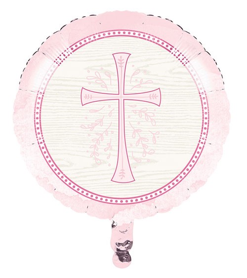 Runder Folienballon "Rosa Kreuz" - 45 cm