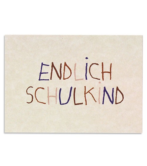 Postkarte "Endlich Schulkind" - beige