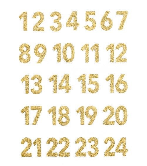 Glitzer-Sticker "Adventskalender Zahlen" - gold - 1 bis 24