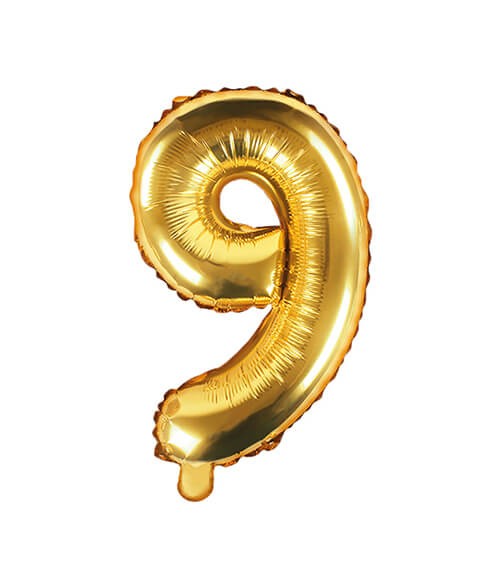 Folienballon Zahl "9" - gold - 35 cm