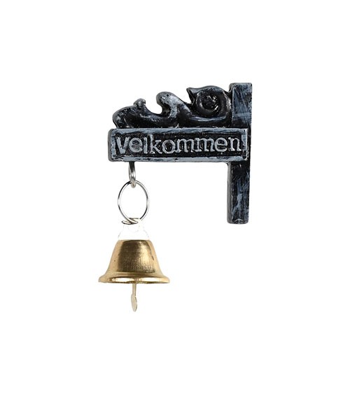 Miniatur Glocke "Velkommen" - 3 x 3 cm