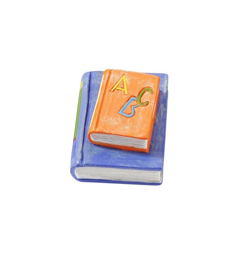 Tischdeko "Bücher" - orange/blau - 3 x 3,8 cm