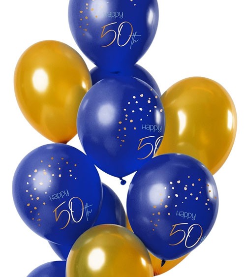 Luftballon-Set "True Blue & Gold - 50. Geburtstag - 12-teilig