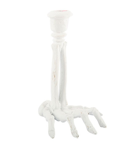 Kerzenhalter "Skelettarm" - weiß - 16 cm