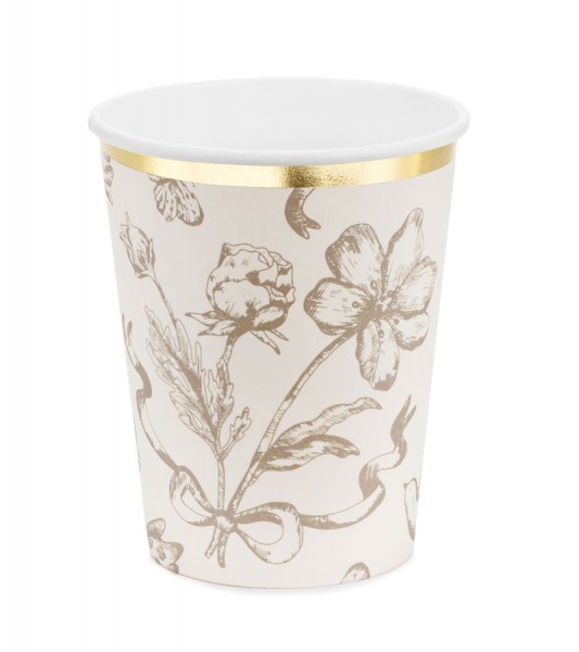 Pappbecher "Vintage Flowers" - 6 Stück