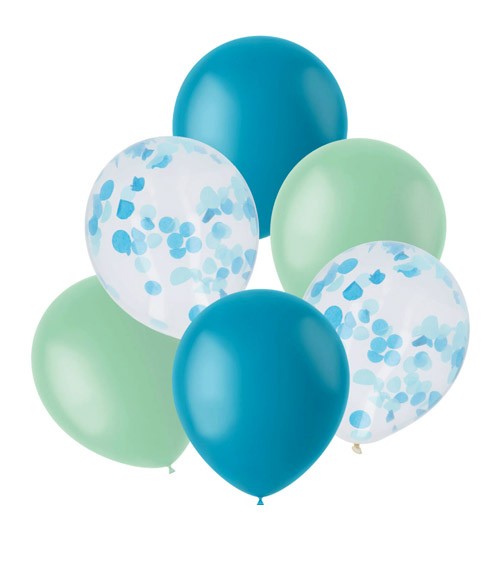 Luftballon-Set - Farbmix blau und mint - 6-teilig