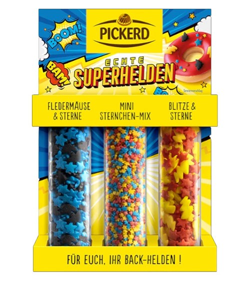 Pickerd Zucker-Streudekor "Superhelden" - 3er Set - 68 g