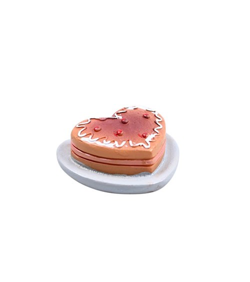 Mini Kuchen in Herzform aus Polyresin - 3,5 cm