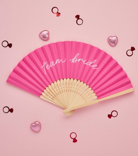 Papierfächer "Team Bride" - pink - 4 Stück