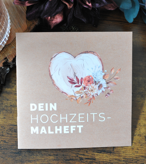 Hochzeits-Malheft - Rustic - 14,5 x 14,5 cm - 20 Seiten