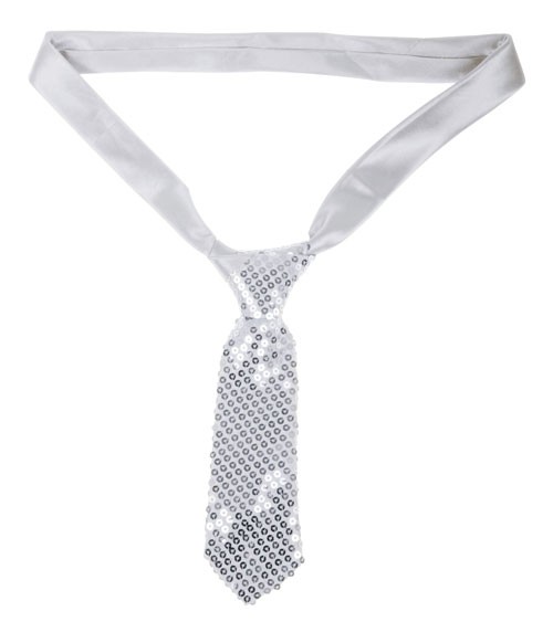 Krawatte mit Pailletten - silber