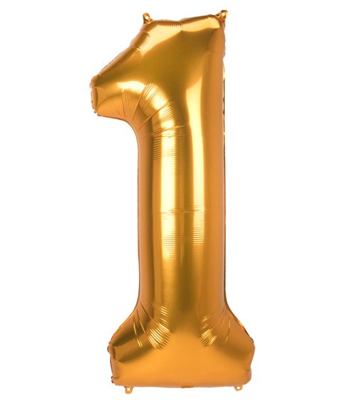 JumboShape-Folienballon Zahl "1" - gold - 55 x 134 cm