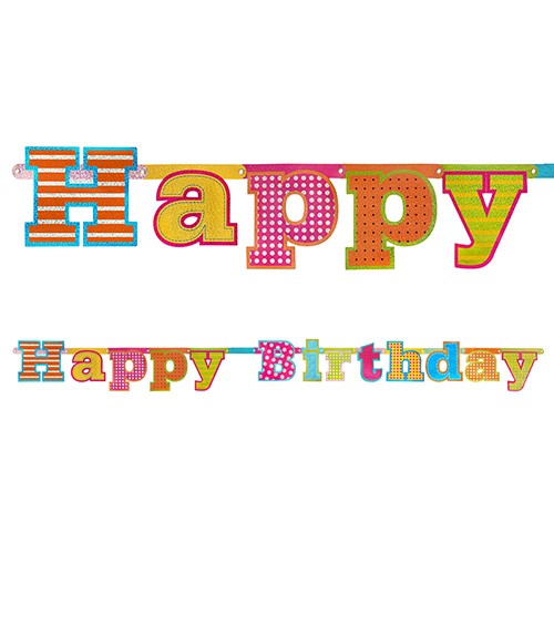 Schriftzug-Girlande "Happy Birthday" - bunt - 1,66 m