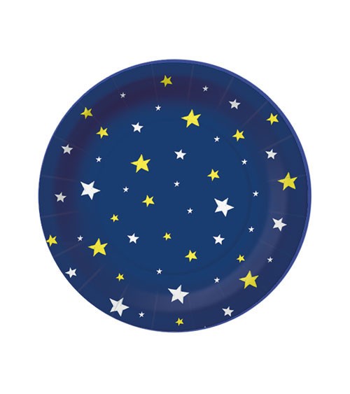 Kleine Pappteller "Starlit Sky" - dunkelblau - 10 Stück