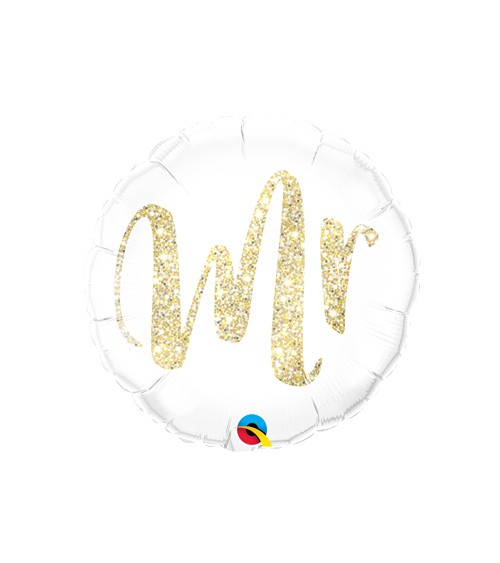 Runder Folienballon "Mr" - glitter gold